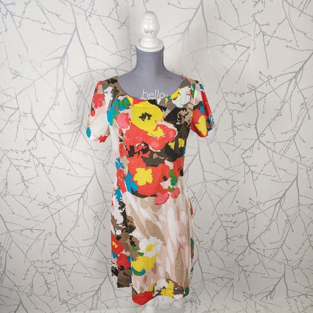 Jackpot Colorful Abstract Floral Cotton Round Neck Dress